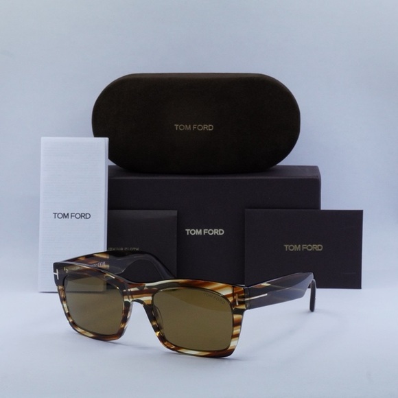 TOM FORD FT1062 56E Striped Brown with Transparent Amber / Vintage Brown - Picture 3 of 5